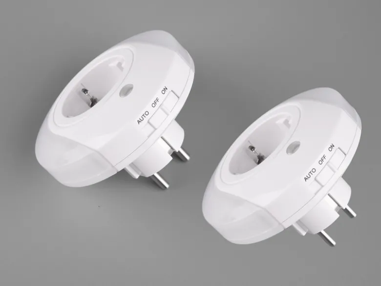 LED Nachtlichter 2er SET Plug-in mit Steckdose & Dämmerungssensor - Ø 9cm