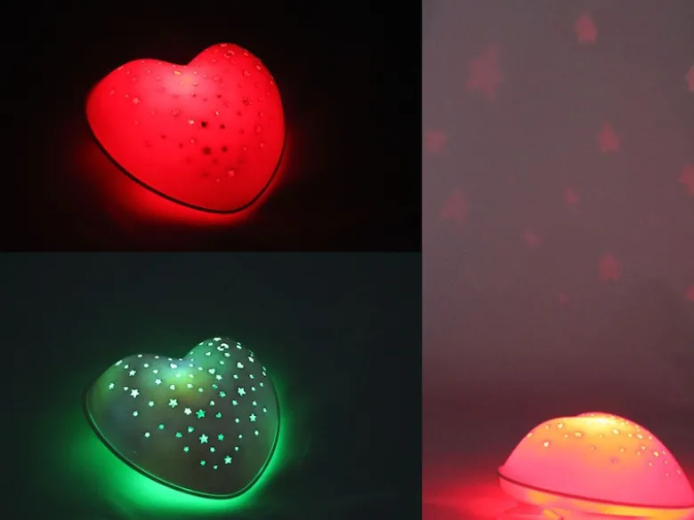 LED Nachtlicht SOLAR HEART, projiziert Herzen/Sterne, mit Solar/USB aufladbar