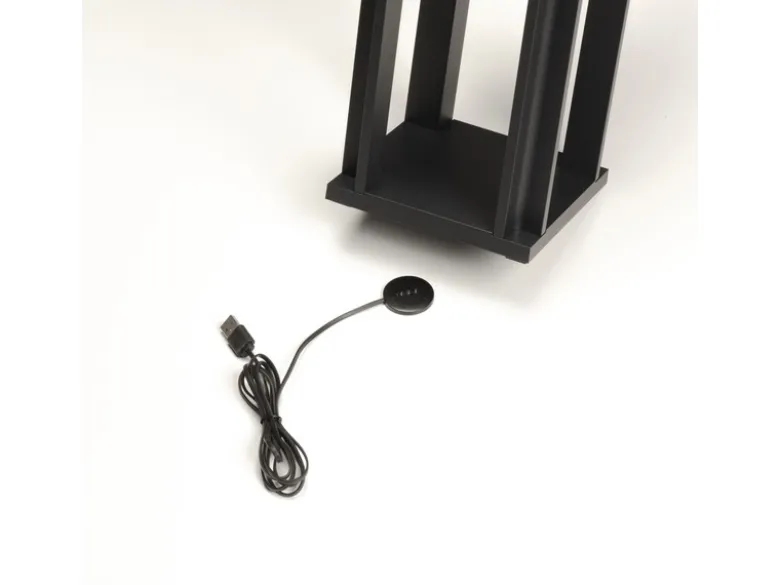 LED Outdoor Laterne CANNES USB aufladbar für Boden & Tisch, Schwarz Höhe 42cm
