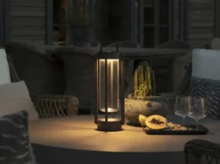 LED Outdoor Laterne OTRANTO USB aufladbar für Boden & Tisch, Schwarz Höhe 44cm
