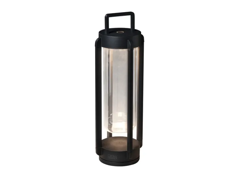 LED Outdoor Laterne OTRANTO USB aufladbar für Boden & Tisch, Schwarz Höhe 44cm
