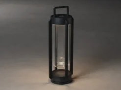 LED Outdoor Laterne OTRANTO USB aufladbar für Boden & Tisch, Schwarz Höhe 44cm