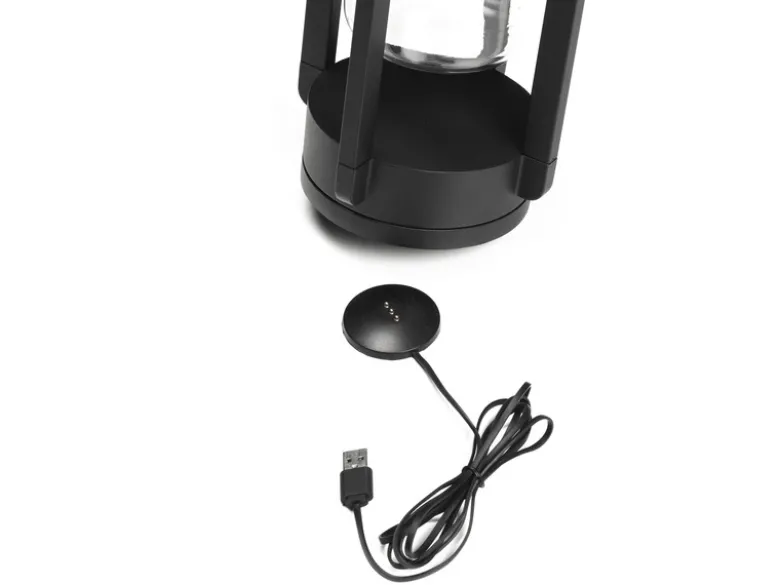 LED Outdoor Laterne OTRANTO USB aufladbar für Boden & Tisch, Schwarz Höhe 44cm