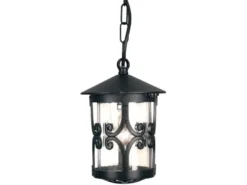 LED Outdoor Pendelleuchte aus Alu im Landhausstil, Schwarz Ø15cm