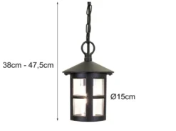 LED Outdoor Pendelleuchte aus Alu im Landhausstil, Schwarz Ø15cm