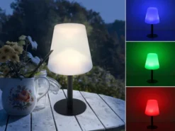 LED Outdoor Solar Tischleuchte mit RGB Farbwechsel, Höhe 30cm