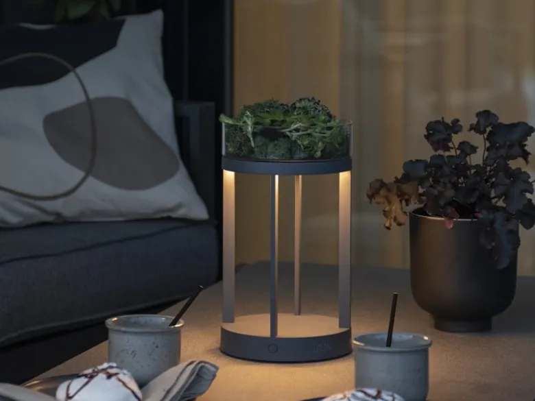 LED Outdoor Tischlaterne CHIETI per USB aufladbar, Grau Höhe 25cm