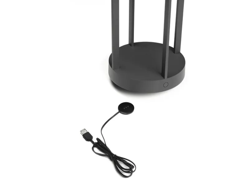 LED Outdoor Tischlaterne CHIETI per USB aufladbar, Grau Höhe 25cm