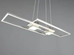 LED Pendelleuchte ALBANY Silber mit Fernbedienung dimmbar lang, Breite 100cm