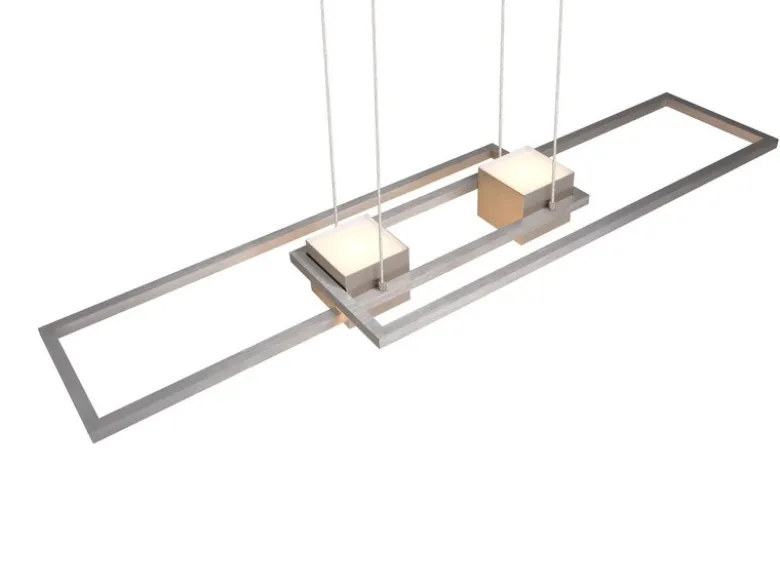 LED Pendelleuchte ALBANY Silber mit Fernbedienung dimmbar lang, Breite 100cm