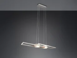 LED Pendelleuchte ALBANY Silber mit Fernbedienung dimmbar lang, Breite 100cm