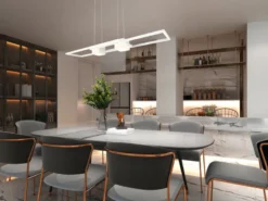 LED Pendelleuchte ALBANY Weiß mit Fernbedienung dimmbar lang, Breite 100cm