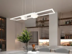 LED Pendelleuchte ALBANY Weiß mit Fernbedienung dimmbar lang, Breite 100cm