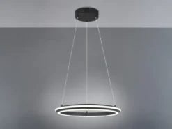 LED Pendelleuchte AMADOR Metall Schwarz, dimmbar & Lichtfarbe einstellbar Ø 45cm