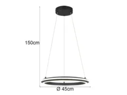 LED Pendelleuchte AMADOR Metall Schwarz, dimmbar & Lichtfarbe einstellbar Ø 45cm