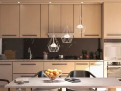 LED Pendelleuchte AMY 3-flammig mit Gitter Lampenschirmen Silber, Breite 76cm