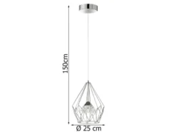 LED Pendelleuchte AMY mit Gitter Lampenschirm 1-flammig Silber, Ø 25cm