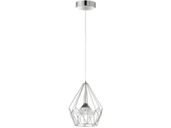 LED Pendelleuchte AMY mit Gitter Lampenschirm 1-flammig Silber, Ø 25cm
