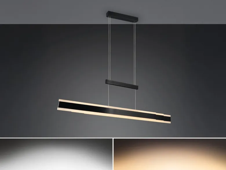 LED Pendelleuchte ARCOLA ausziehbar höhenverstellbar Schwarz, max. Breite 152cm