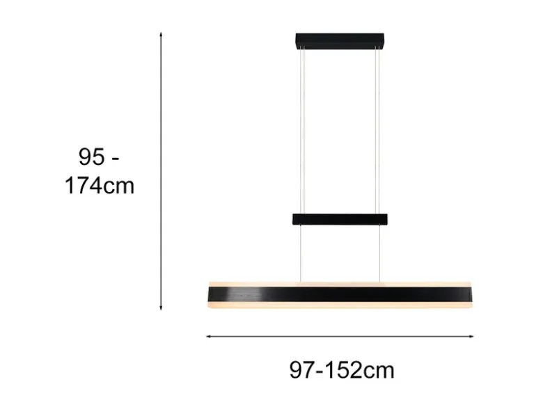 LED Pendelleuchte ARCOLA ausziehbar höhenverstellbar Schwarz, max. Breite 152cm