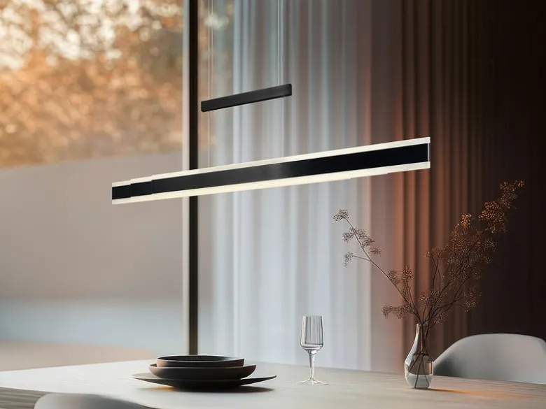 LED Pendelleuchte ARCOLA ausziehbar höhenverstellbar Schwarz, max. Breite 152cm