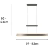 LED Pendelleuchte ARCOLA ausziehbar höhenverstellbar Silber, max. Breite 152cm
