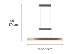 LED Pendelleuchte ARCOLA ausziehbar höhenverstellbar Silber, max. Breite 152cm