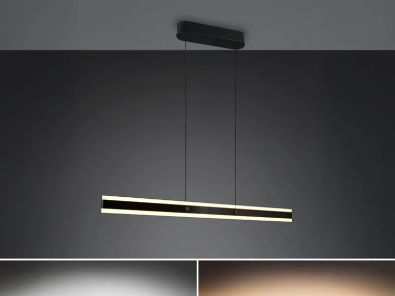 LED Pendelleuchte ARCOLA stufenlos höhenverstellbar Schwarz, Breite 115cm