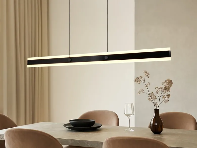 LED Pendelleuchte ARCOLA stufenlos höhenverstellbar Schwarz, Breite 115cm
