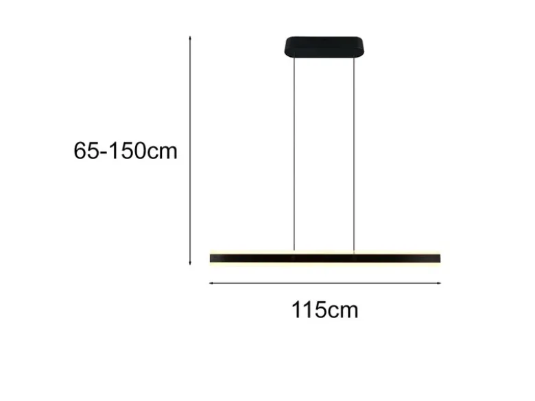 LED Pendelleuchte ARCOLA stufenlos höhenverstellbar Schwarz, Breite 115cm