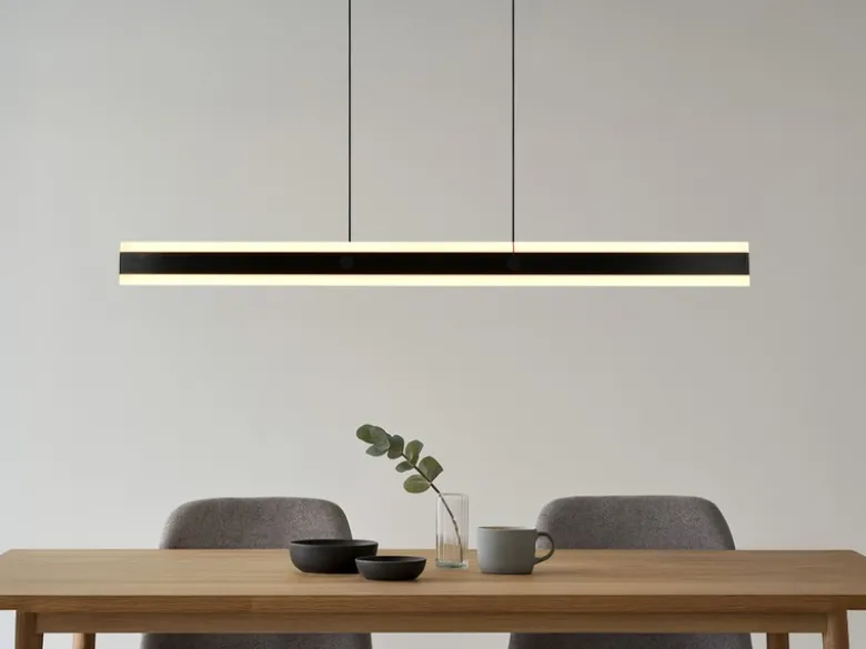 LED Pendelleuchte ARCOLA stufenlos höhenverstellbar Schwarz, Breite 115cm