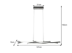 LED Pendelleuchte BLAZE dimmbar & Lichtfarbe einstellbar Silber, Breite 107cm