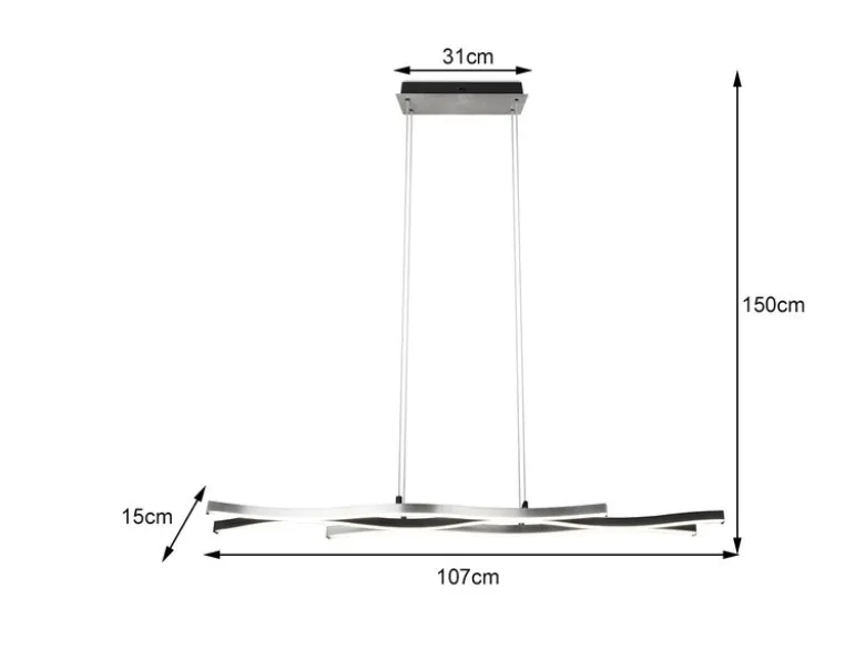 LED Pendelleuchte BLAZE dimmbar & Lichtfarbe einstellbar Silber, Breite 107cm