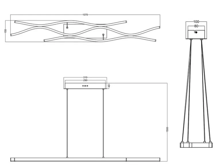 LED Pendelleuchte BLAZE dimmbar & Lichtfarbe einstellbar Silber, Breite 107cm