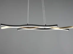 LED Pendelleuchte BLAZE Schwarz Gold dimmbar & 2 Lichtfarben, Breite 107cm