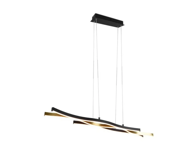 LED Pendelleuchte BLAZE Schwarz Gold dimmbar & 2 Lichtfarben, Breite 107cm