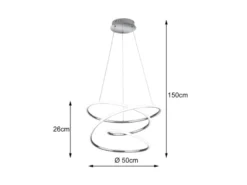 LED Pendelleuchte BOLOGNA Metall Chrom/Weiß 3 Stufen Dimmer, Ø 50cm