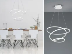 LED Pendelleuchte BOLOGNA Metall Weiß matt 3 Stufen Dimmer, Ø 50cm