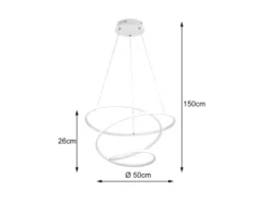 LED Pendelleuchte BOLOGNA Metall Weiß matt 3 Stufen Dimmer, Ø 50cm