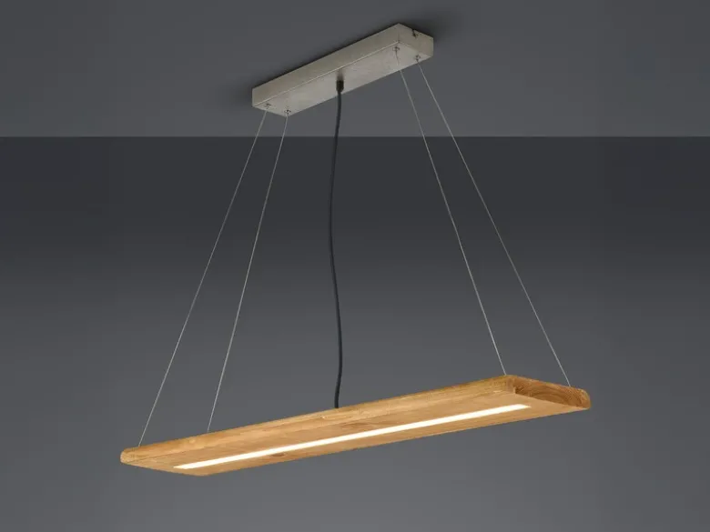 LED Pendelleuchte BRAD stufenweise dimmbar mit Naturholz, Breite 100cm