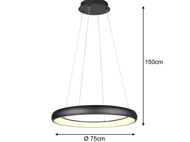 LED Pendelleuchte CARDONA groß Schwarz, dimmbar & 3 Lichtfarben, Ø 75cm