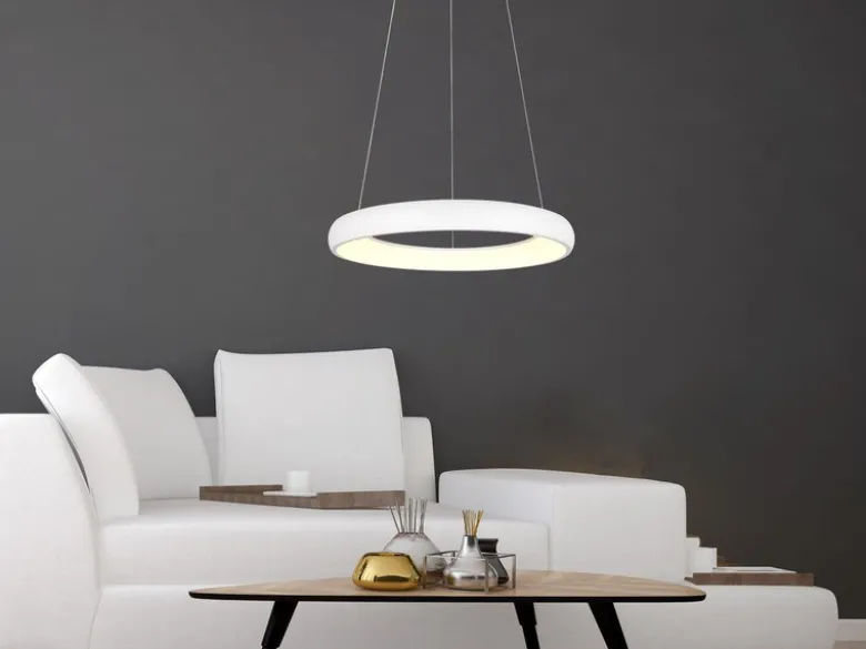 LED Pendelleuchte CARDONA groß Weiß, dimmbar & 3 Lichtfarben, Ø 62cm