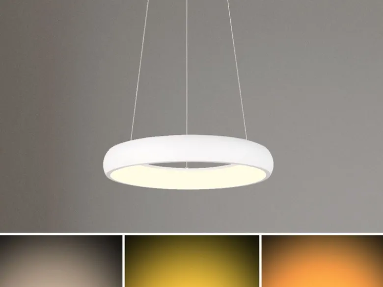 LED Pendelleuchte CARDONA groß Weiß, dimmbar & 3 Lichtfarben, Ø 62cm