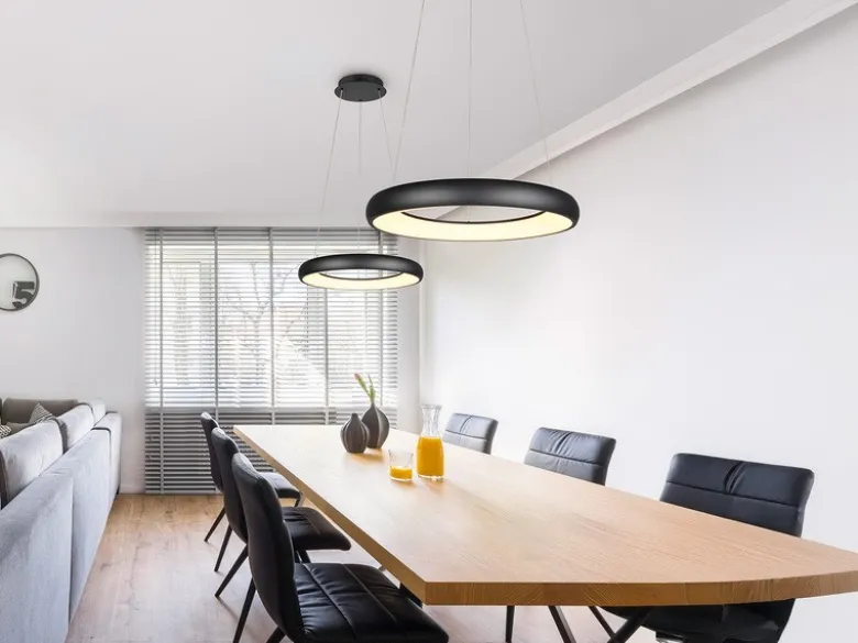 LED Pendelleuchte CARDONA groß Schwarz, dimmbar & 3 Lichtfarben, Ø 62cm
