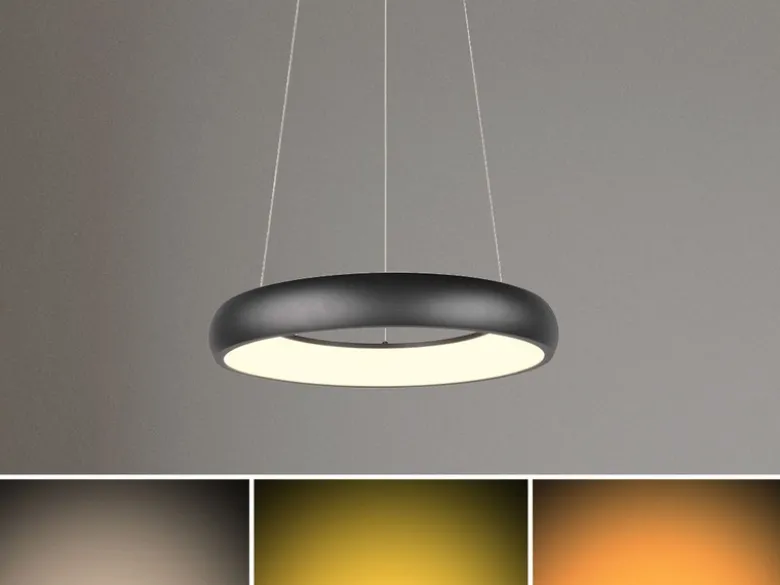 LED Pendelleuchte CARDONA groß Schwarz, dimmbar & 3 Lichtfarben, Ø 62cm