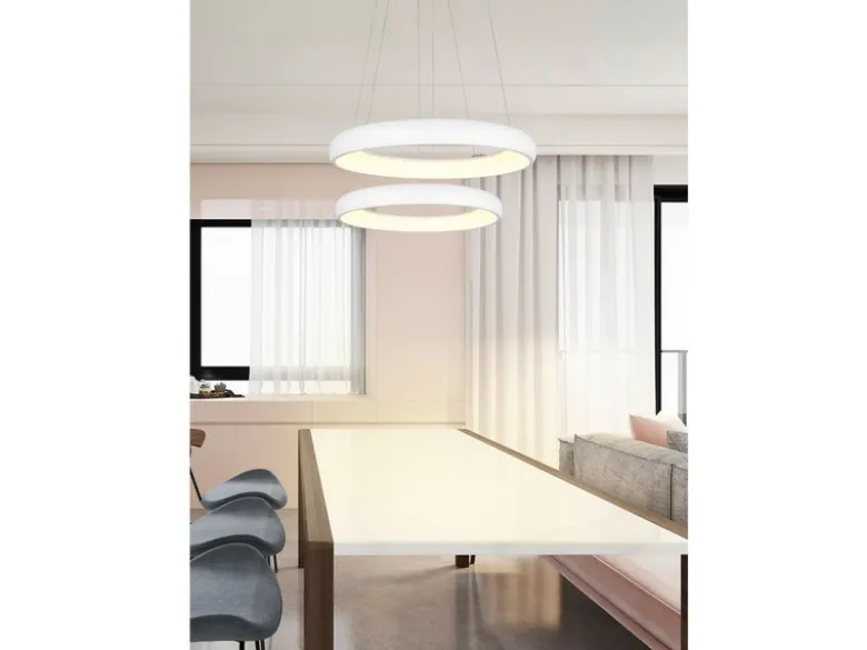 LED Pendelleuchte CARDONA groß Weiß, dimmbar & 3 Lichtfarben, Ø 75cm