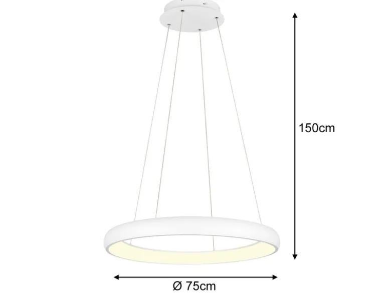 LED Pendelleuchte CARDONA groß Weiß, dimmbar & 3 Lichtfarben, Ø 75cm