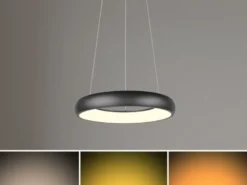 LED Pendelleuchte CARDONA Schwarz, dimmbar & 3 Lichtfarben, Ø 46,5cm