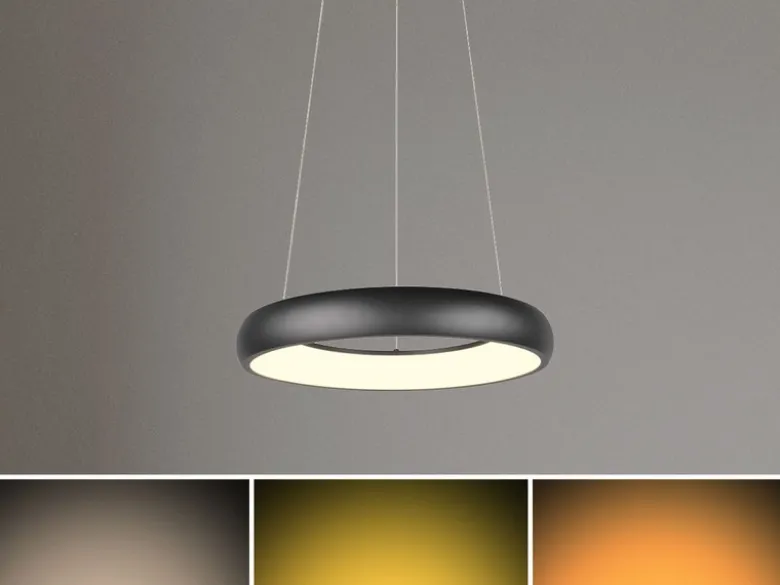LED Pendelleuchte CARDONA Schwarz, dimmbar & 3 Lichtfarben, Ø 46,5cm