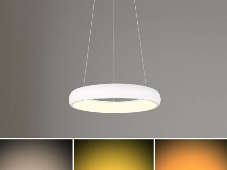 LED Pendelleuchte CARDONA Weiß, dimmbar & 3 Lichtfarben, Ø 46,5cm